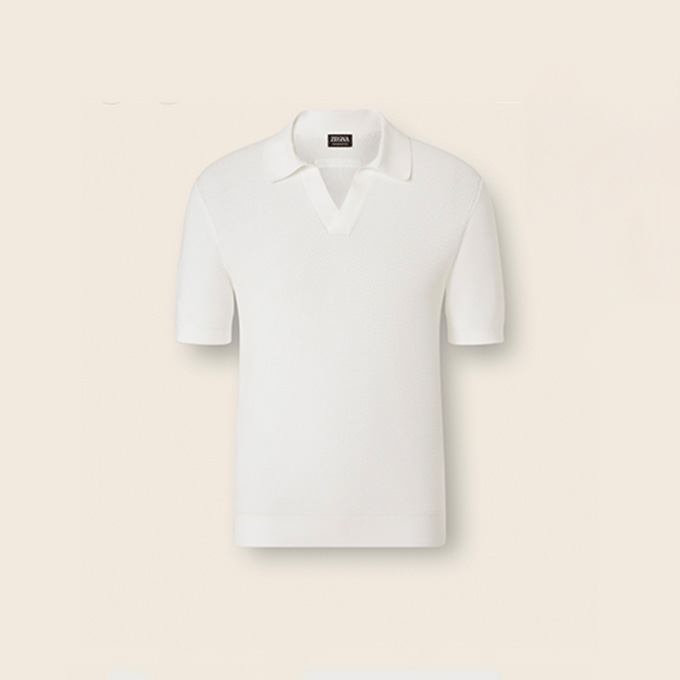 zegna 26ss premium cotton knit short sleeve polo shirt